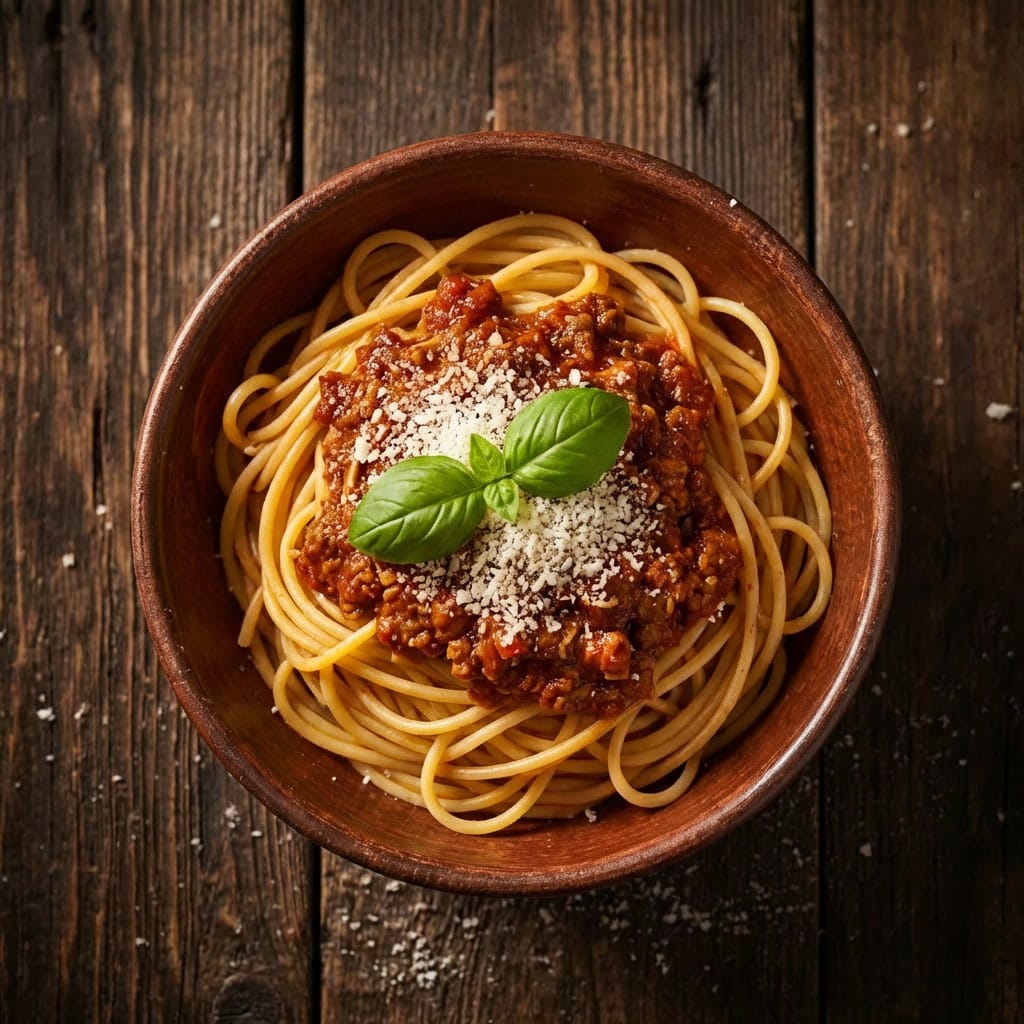 Spaghetti Bolognese Spaghetti Bolognese (Rezept auf pfannenheld.com)